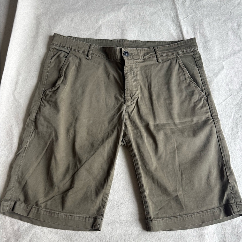 AG Adriano Goldschmied Olive Flat Front Shorts